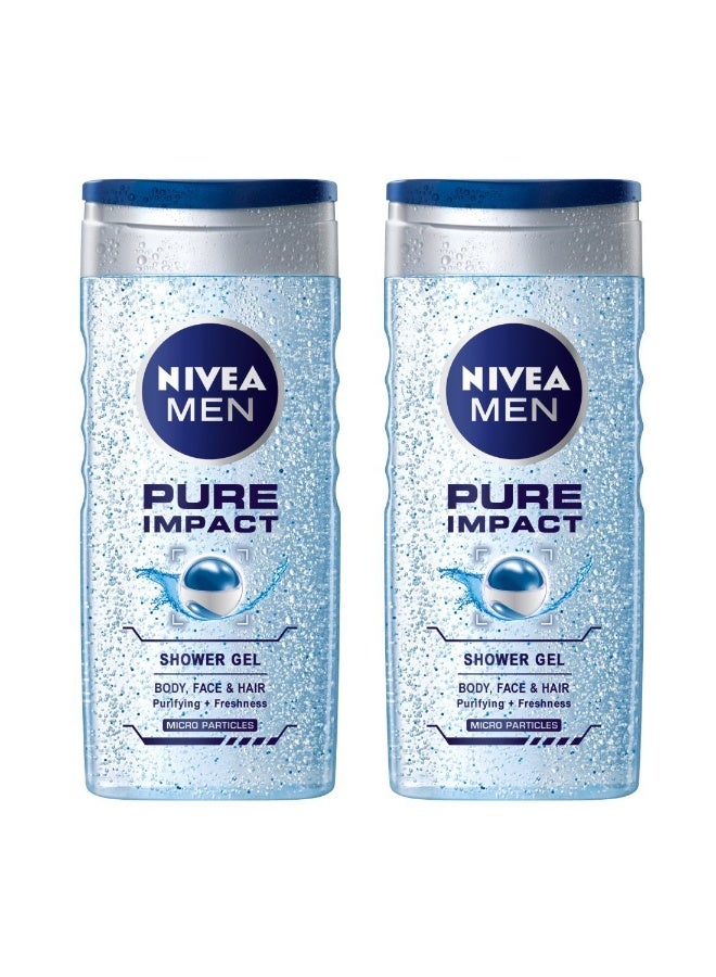 Nivea Men Pure Impact Shower Gel 250ml (Pack of 2)